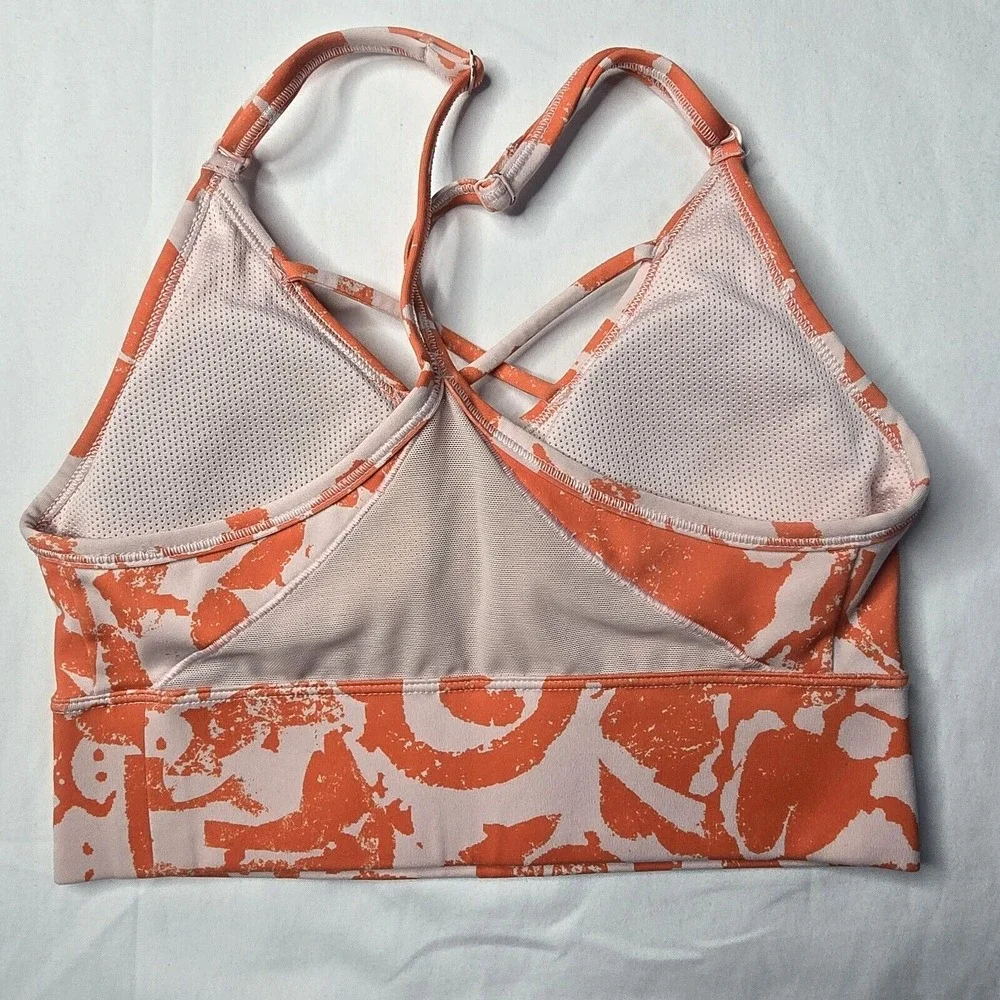 Nike Sports Bra Womens XS Orange Pink Abstract Dri-FIT Indy Light Support Active
